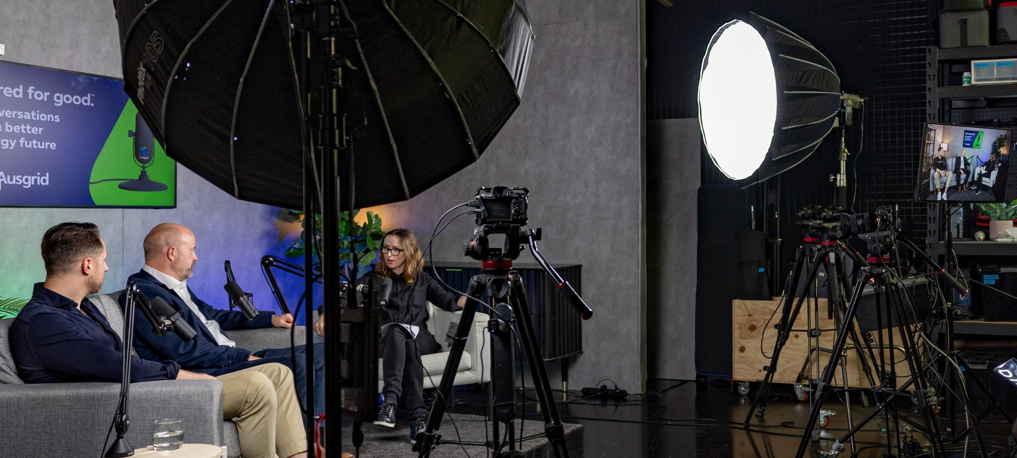 Ausgrid Podcast Episode 1 showing guests and host